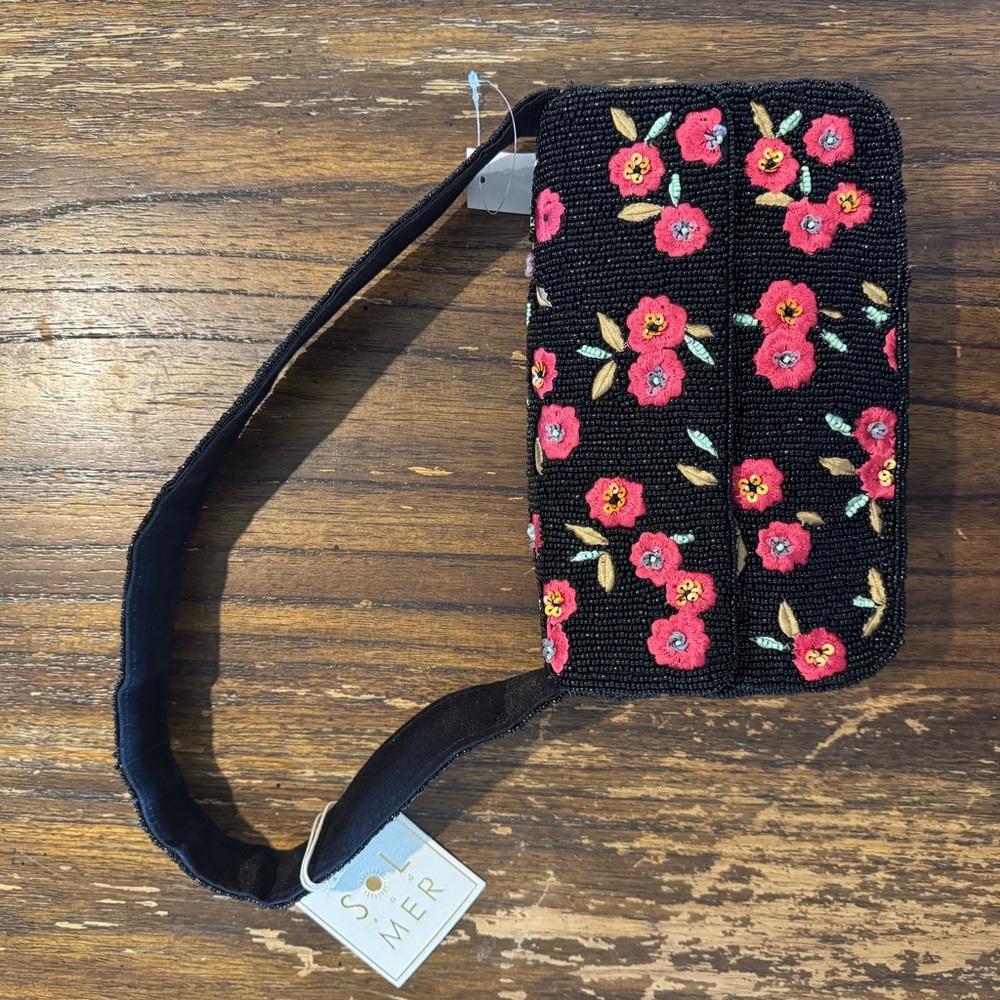 Floral Embroidered Black Bag